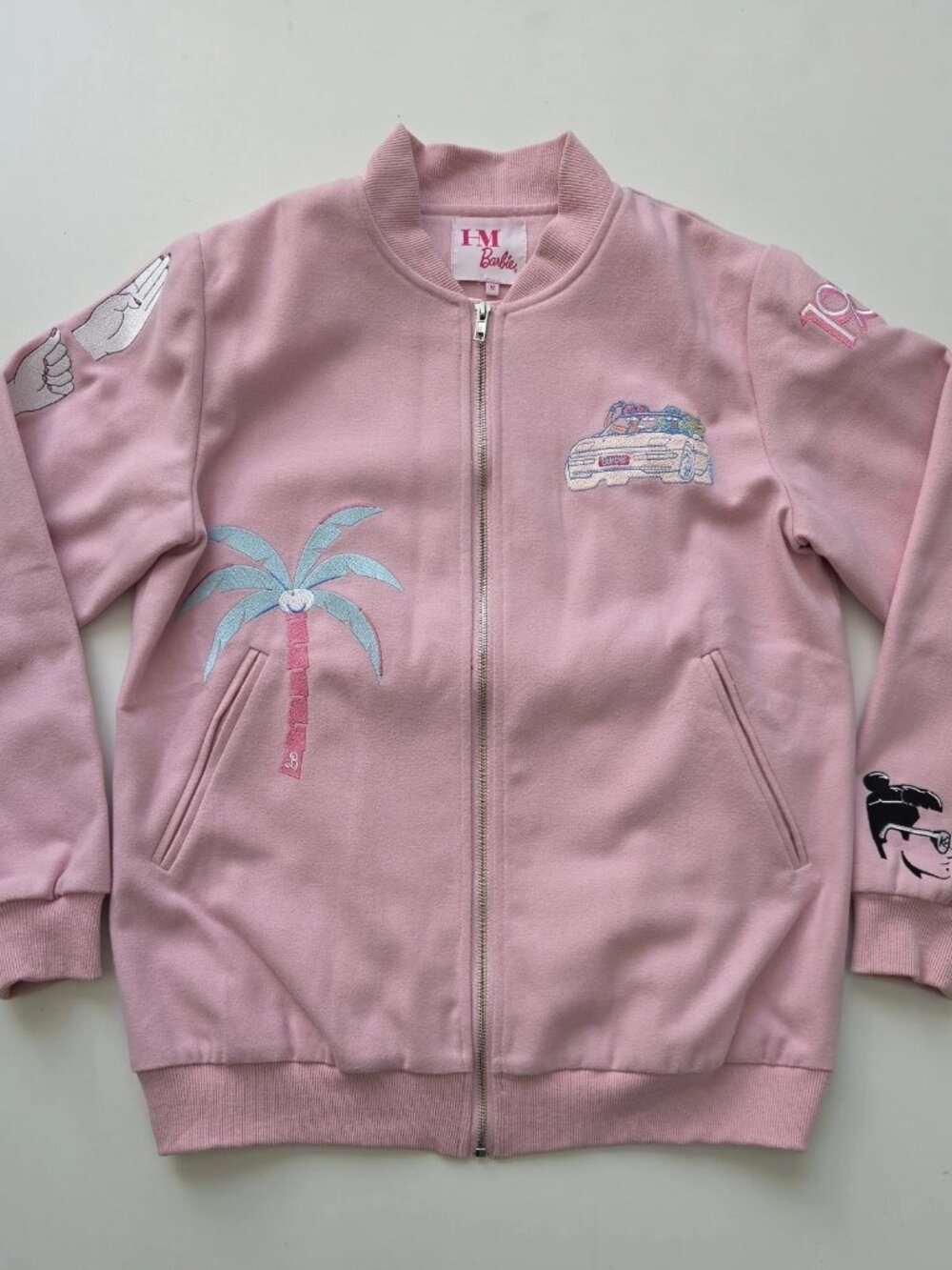 Barbie x Hilary MacMillan Pink Varsity Bomber Jacket Ken 1959 Embroidered M